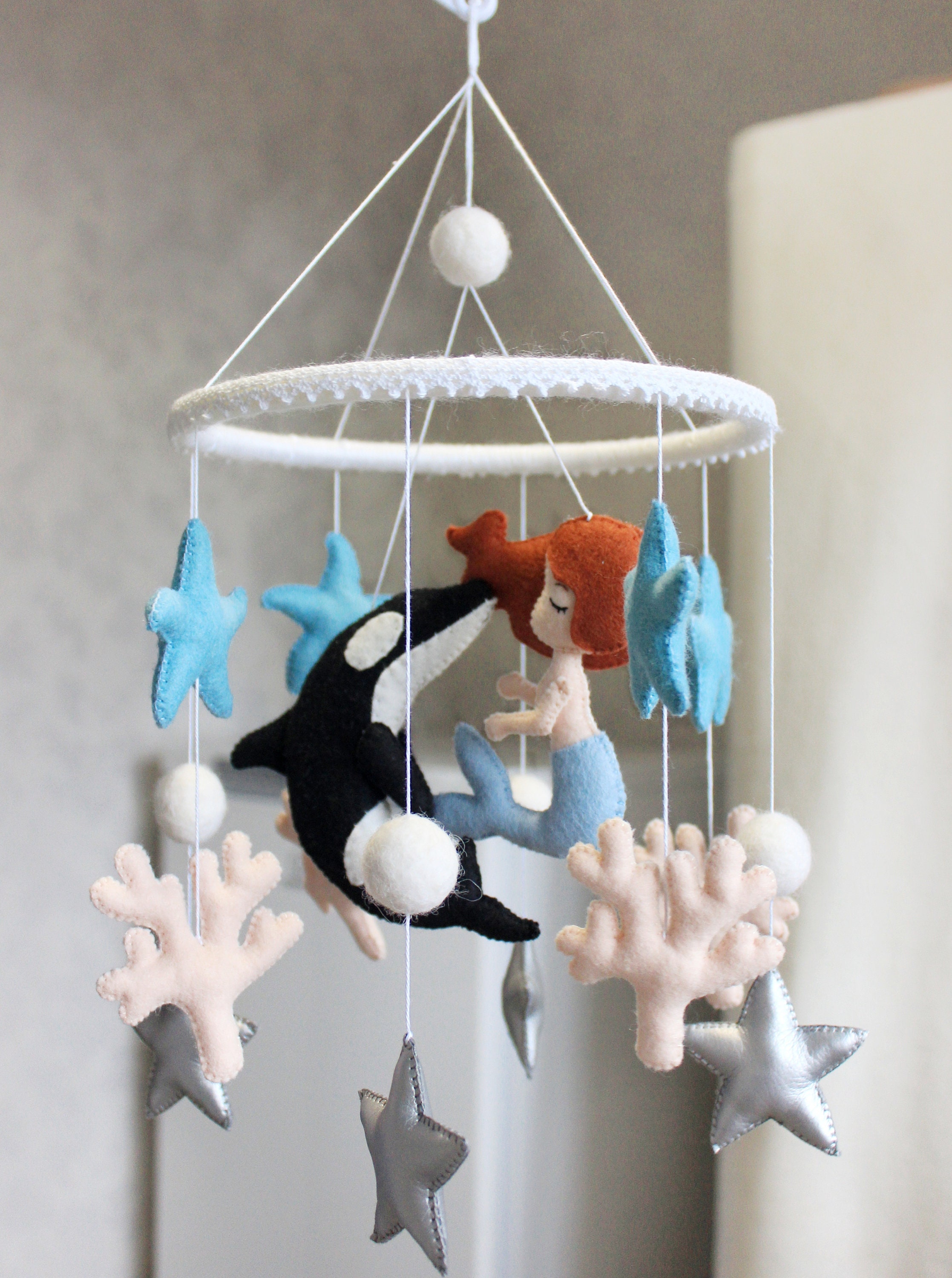 Mermaid Baby Mobile Ocean Crib Mobile Sea Creatures Cot Etsy