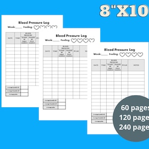 Blood pressure log, blood pressure log book, blood pressure log printable, blood pressure tracker, blood pressure printable, medical tracker