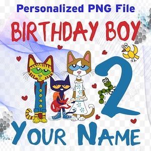 Family Birthday Boy Png/The Cat Png/ Pete Png/Votre nom Fichier Png personnalisé/Fichiers de sublimation/Png pour T-shirt