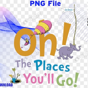 Oh de plaatsen waar je naartoe gaat Png / Cat in the Hat Png / Sublimatiebestand / Png voor T-shirt / Digitale Png