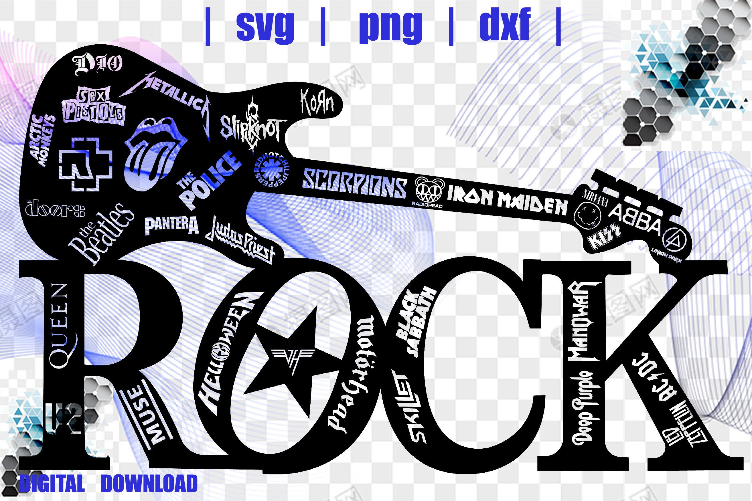 Rock Guitar Svg/ Music Svg/ Rock Svg/ File for Cricut Svg/ Silhouette ...