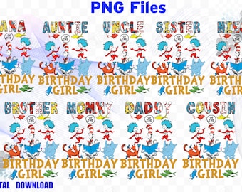 Family Birthday Girl Png/Mommy of the Birthday Girl/Daddy of the Birthday Girl/Sublimation Files/Png for T-shirt