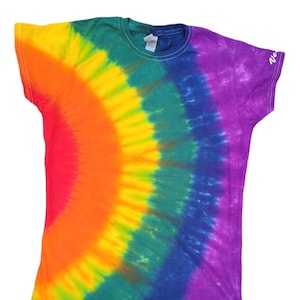Gay Pride tshirt Tie dye shirt Semi circle pattern Queer shirt Rainbow Gay Pride flag ally shirt Customisable Gay Pride flag colours