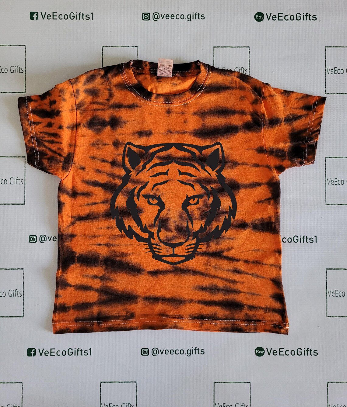 Hand tie dyed Tiger pattern Tshirt Option to add Vinyl text Etsy