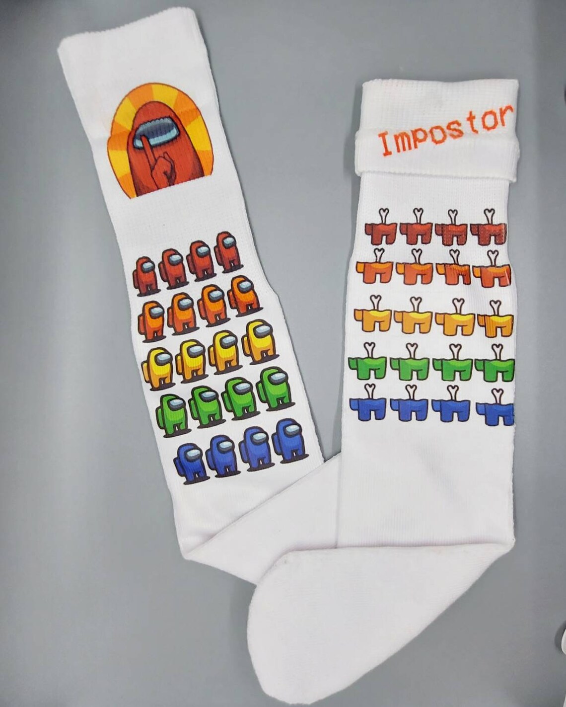 Among Us Socks With Impostor Reveal Unisex Adult or Youth Etsy