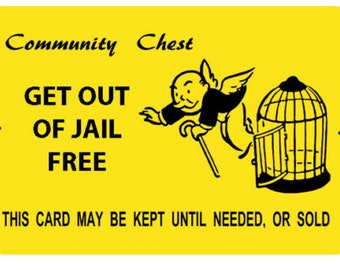 Get Out Of Jail Card Etsy