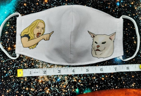 Woman Yelling At Cat Meme Face Mask Cotton Ready To Ship Etsy