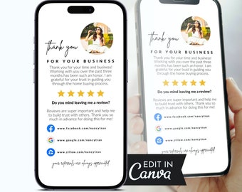 Textable Review Request From Client, Real Estate Agent, Realtor Referral Request, Real Estate Sphere, Editable, N1 | INSTANT CANVA DOWNLOAD