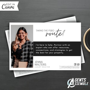FSBO-verkoper makelaarsbriefkaart voor makelaars, genereer nieuwe listingleads, instant canva downloaden, J1 | Te koop Dag eigenaar Ansichtkaart Template