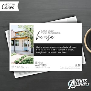 Carte postale juste vendue pour les agents immobiliers, marketing immobilier, carte postale pour récemment vendu, carte postale agricole d’agent immobilier, J1 | TÉLÉCHARGEMENT INSTANTANÉ DE CANVA