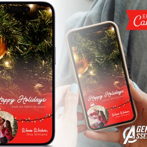 Tarjeta de Navidad textable, Tarjeta de vacaciones para clientes inmobiliarios, Tarjeta de vacaciones digital, Marketing inmobiliario, Tarjeta de invierno / DESCARGA INSTANTÁNEA DE CANVA