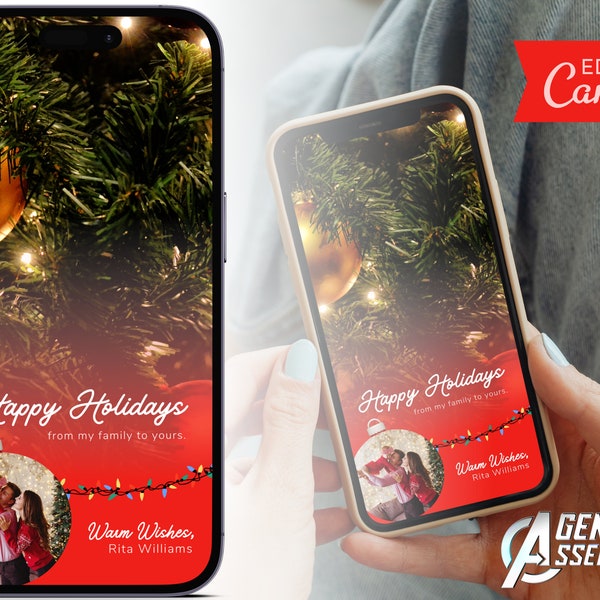 Textable Christmas Card, Real Estate Client Holiday Card, Digital Holiday Card, Real Estate Marketing, Winter Card | INSTANT CANVA DOWNLOAD