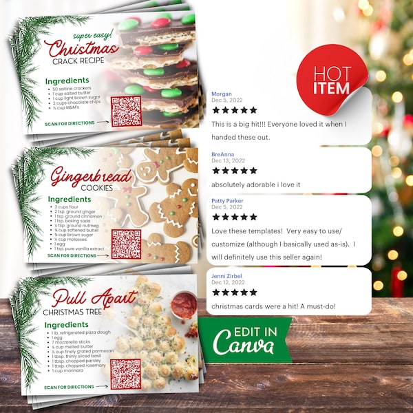 Christmas Real Estate Postcard Pack, 3 Month Recipe Postcard, Realtor Farming, Real Estate Marketing, Editable | INSTANT CANVA DOWNLOAD