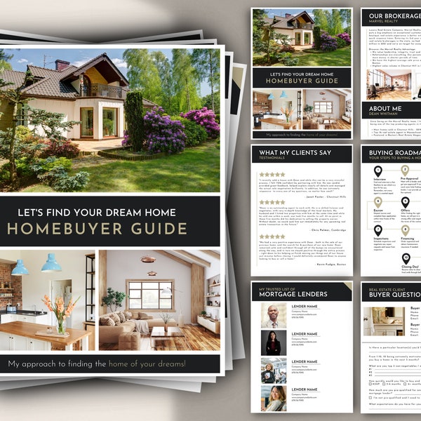 Luxury Real Estate Home Buying Guide, Real Estate Marketing, Home Buyer Presentation Template, Customizable, D1 | INSTANT CANVA DOWNLOAD