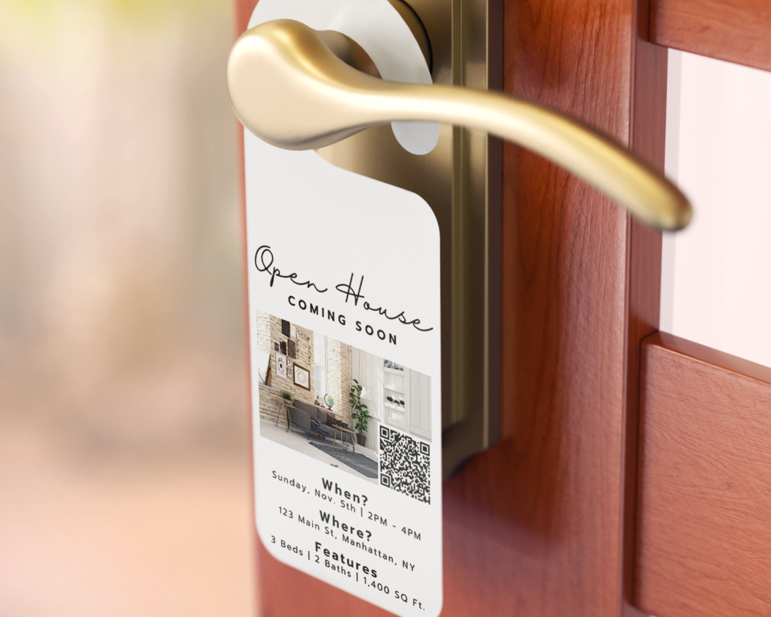 Real Estate Door Hanger Template Open House Door Hanger - Etsy