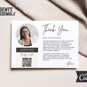 Cartão de agradecimento para cliente imobiliário, cartão postal de agradecimento, modelo imobiliário, marketing de corretor de imóveis, para impressão | DOWNLOAD INSTANTÂNEO DO CANVA