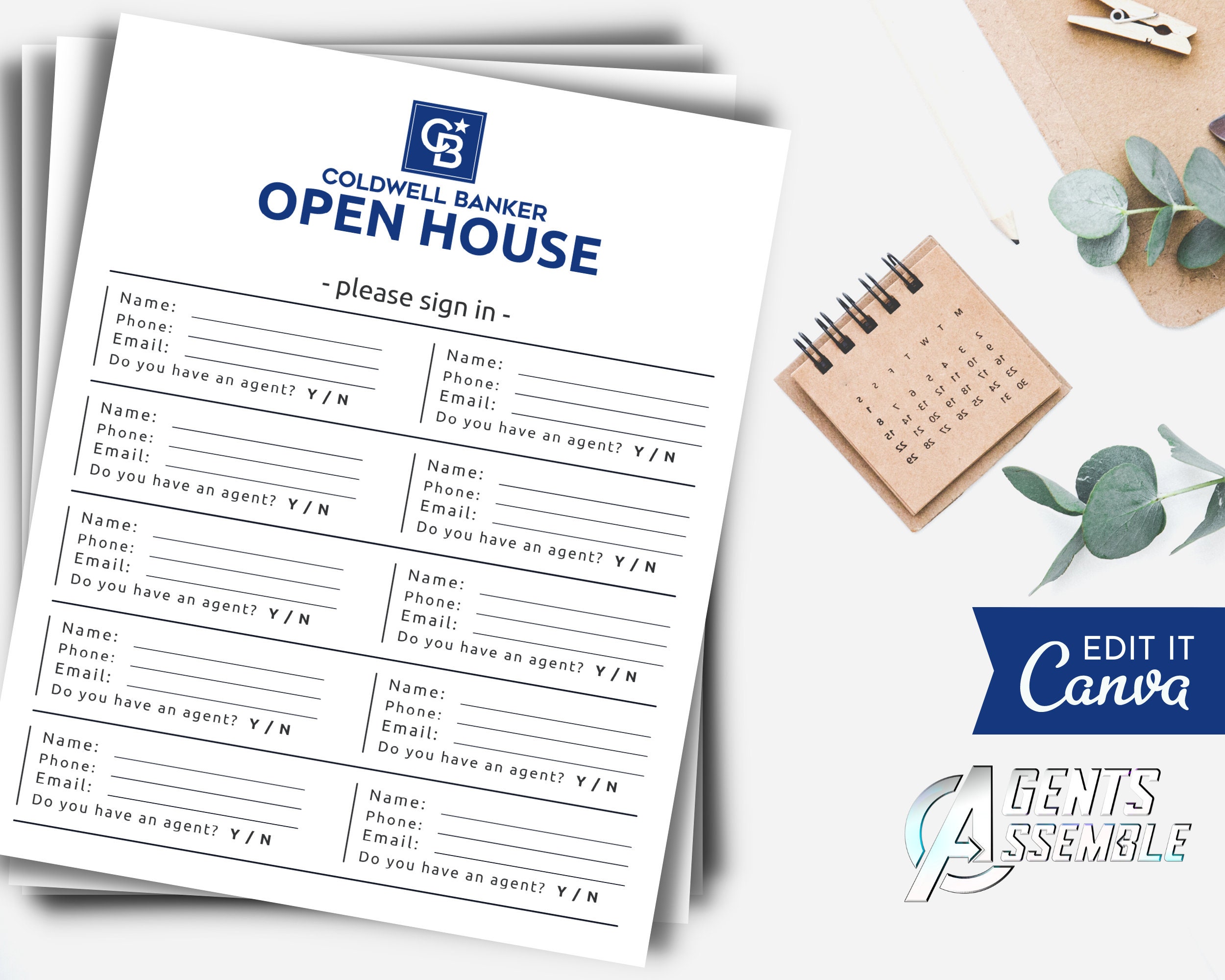 Coldwell Banker Open House Sign in Sheet Open House Sign in Etsy Canada