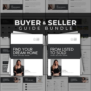 Buyer & Seller Guide Bundle, Real Estate Marketing, Listing Presentation, Buyer Guide, Editable Template v8 | Instant Canva Download