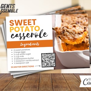 Postal de bienes raíces de otoño para agentes inmobiliarios, tarjeta con receta de batata, marketing inmobiliario, agricultura para agentes inmobiliarios, plantilla / DESCARGA INSTANTÁNEA DE CANVA