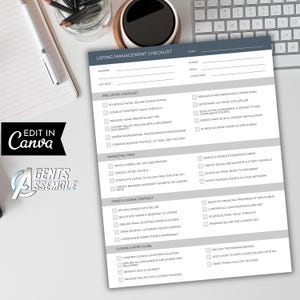 Blue Real Estate Listing Management Checklist, Listing to Close Checklist, Real Estate Marketing, Real Estate Checklist Real Estate Template