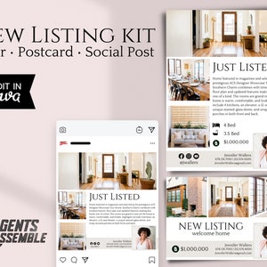 新規物件不動産キット、不動産ファーミング、新規物件マーケティング、住宅販売チラシ、Instagram 投稿、D4 | インスタント CANVA ダウンロード