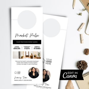 Market Update Door Hanger, Real Estate Door Hanger, Realtor Market Update, Door Hanger, Editable Template | Instant Canva Download