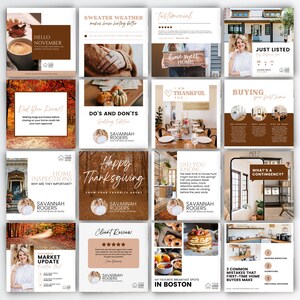 November Real Estate Instagram Posts: Canva Templates, Captions (Digital Download) image 3