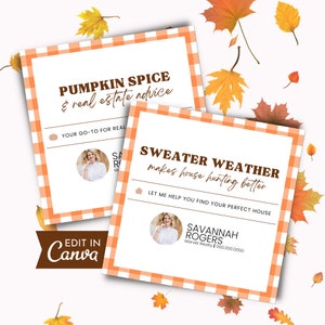 Fall Realtor Pop By Tag, Realtor Marketing, November Pop By Tag For Real Estate Agent, Instant Canva Download | Fall Pop By Tag Template