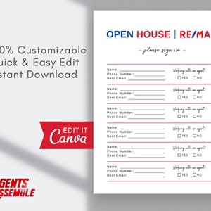 Remax Open House Sign In Sheet Printable