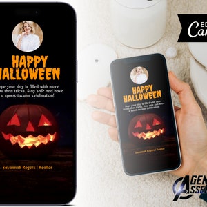 Tekstbare Happy Halloween-video, vastgoedmarketing, oktobermarketing voor makelaars, Halloween-tekstvideo voor klanten | DIRECT CANVA-DOWNLOAD