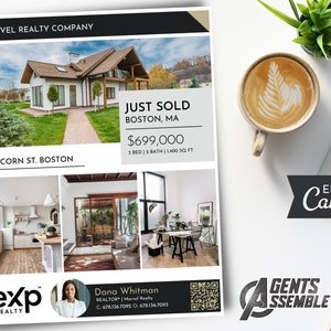 Real Estate Just Sold Flyer Template Editable Canva Realtor Marketing Flyer Sold Property Announcement Agent Branding Neighborhood Update v3