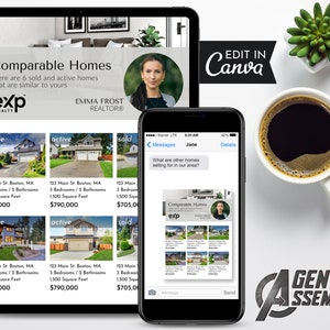 Digital Comparable Homes Report, Real Estate CMA, Comparative Market Analysis, Realtor Market Update, Textable v7 | Instant Canva Download