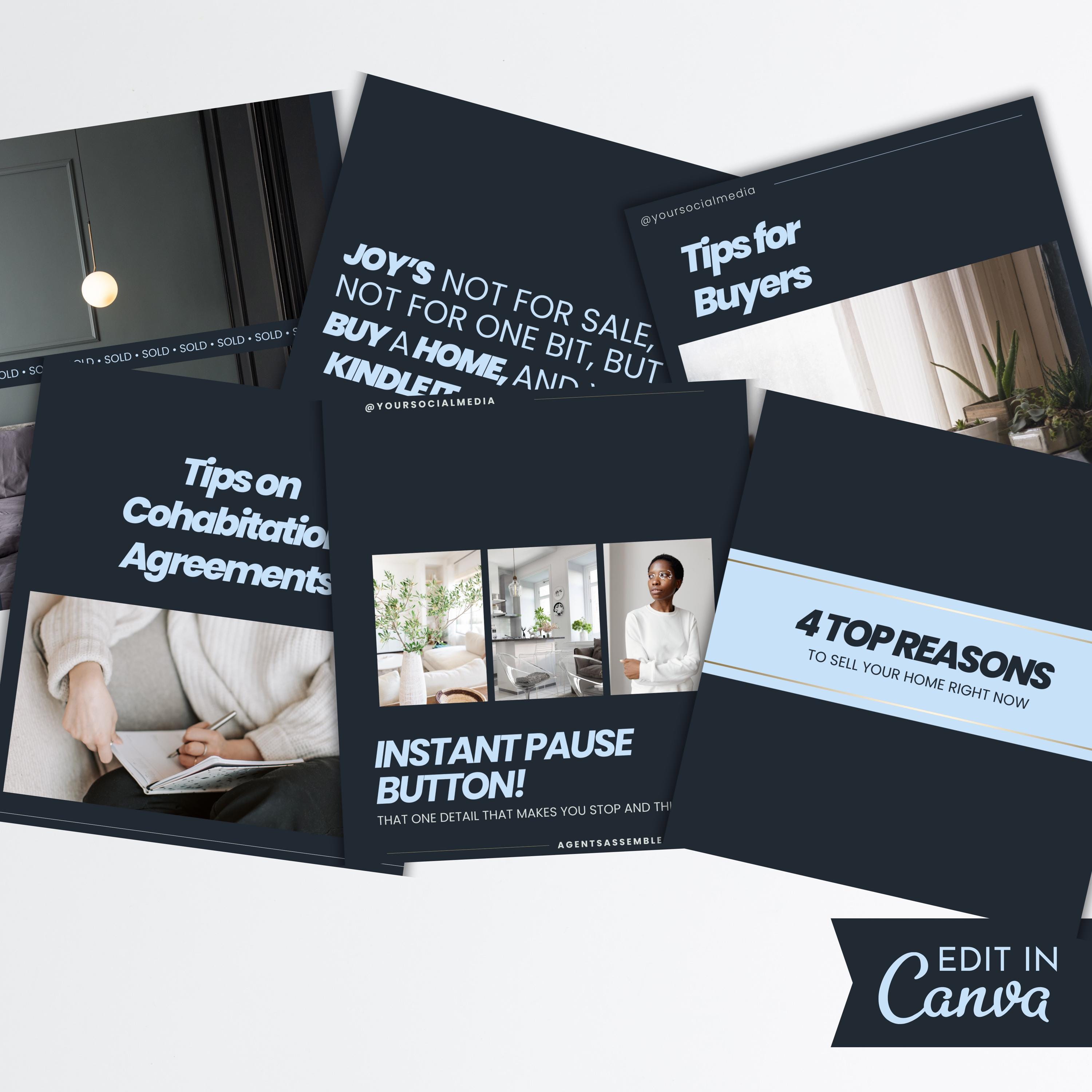 April Real Estate Social Media Templates: Canva Posts & Captions ...