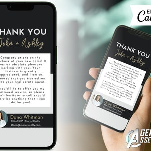 Textable Thank You Card From Realtor To Client, Real Estate Template, Client Thank You Note, Customizable, D1 | INSTANT CANVA DOWNLOAD