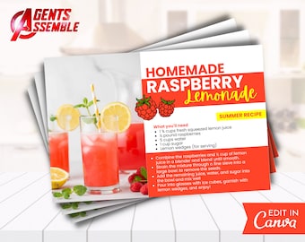 Real Estate Recipe Postcard, Spring Drink Recipe Card, Real Estate Marketing, Realtor Farming, Mailer Template | INSTANT CANVA DOWNLOAD