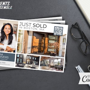 Carte postale de propriété, Carte postale récemment vendue pour agents immobiliers, Carte de ferme immobilière, Expédition locale, Modèle modifiable | TÉLÉCHARGEMENT CANVA INSTANTANÉ