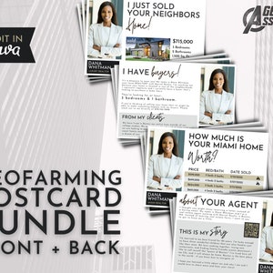Geo Farming Postkarten-Bundle, Maklermarketing, Hyperlokale Maklermarketing-Postkarte, bearbeitbare Vorlage | SOFORTIGER CANVA DOWNLOAD