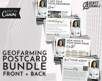 Geo Farming Postcard Bundle, Real Estate Agent Marketing, Hyperlocal Realtor Marketing Postcard, Editable Template | INSTANT CANVA DOWNLOAD