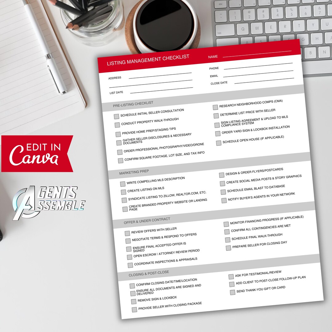 Keller Williams Listing Checklist: Editable Canva Template for Realtors ...
