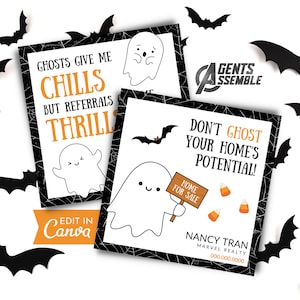 Halloween Realtor Pop By Tag, Realtor Marketing, Halloween Pop By Tag For Real Estate Agent, Instant Canva Download | Pop By Tag Template