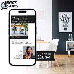 Textable Open House Message To Clients, Realtor Marketing, Thanks For Coming Message, Real Estate Marketing v8 | EDITABLE CANVA TEMPLATE