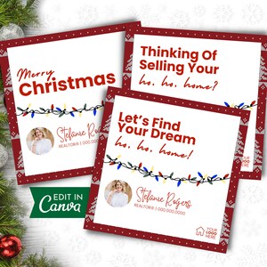 December Pop By Tag Bundle For Realtors, Real Estate Marketing, Gift Tag, Christmas Card, Real Estate Farming | Instant Canva Download