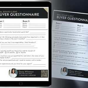 Real Estate Buyer Questionnaire, Home Buyer Template,  Real Estate Marketing, Client Guide, Customizable v3 | INSTANT CANVA DOWNLOAD