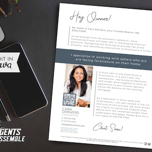 Pre Foreclosure Letter, Real Estate Letter Template, Real Estate Marketing, Real Estate Prospecting Letter, v2 | INSTANT CANVA DOWNLOAD