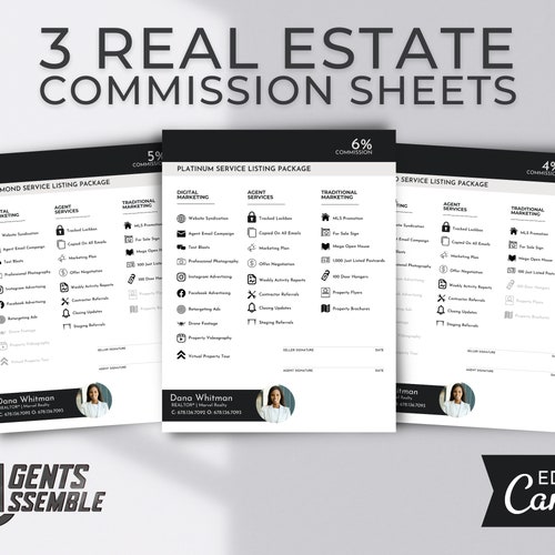 Real Estate Commission Sheets Listing Commission Sheet Etsy