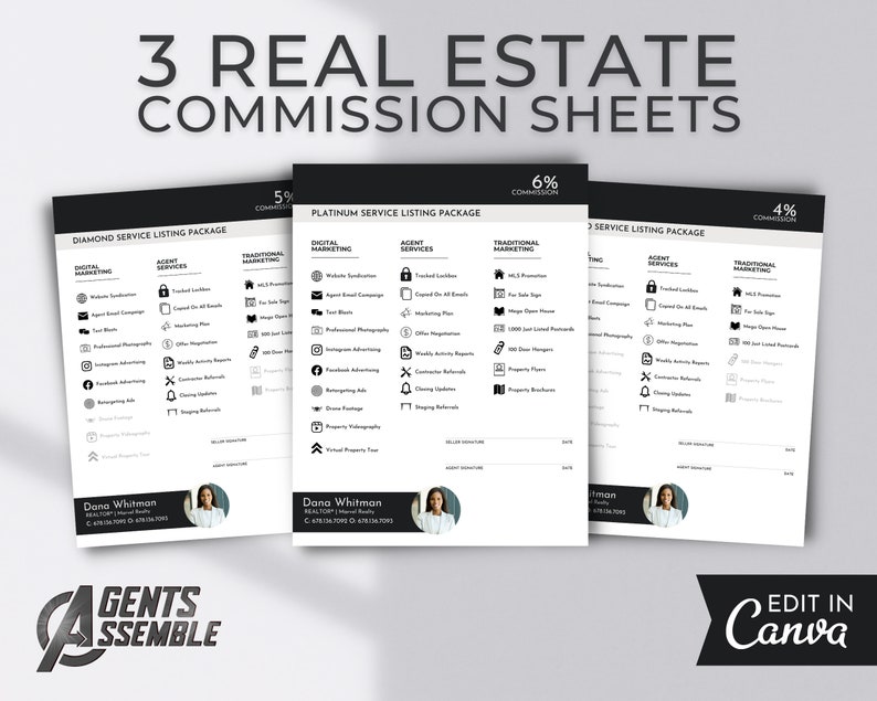 Real Estate Commission Sheets Listing Commission Sheet Etsy