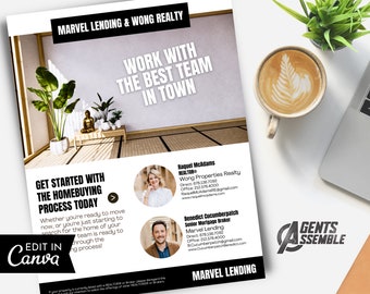 Real Estate & Loan Officer Co-Marketing Flyer Template Realtor Mortgage Lender Partnership Flyer Editable Canva Open House Marketing