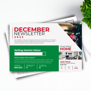 December makelaar briefkaart, makelaar marketing, december briefkaart voor makelaar, bewerkbare sjabloon, v2 | DIRECT CANVA-DOWNLOAD