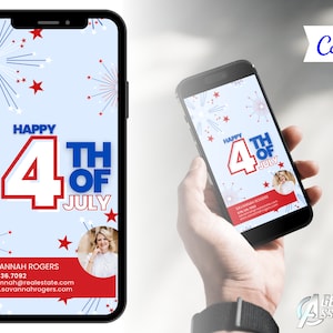 Fijne 4 juli tekstbare kaartbundel, makelaarsmarketing, tekstbare onafhankelijkheidsdag |  4 juli Onroerend goed| DIRECT CANVA-DOWNLOAD