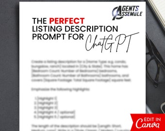 Real Estate LISTING DESCRIPTION PROMPT For ChatGPT, Fill in The Blank Prompt For Ai, Listing Description Generator| Instant Template Access